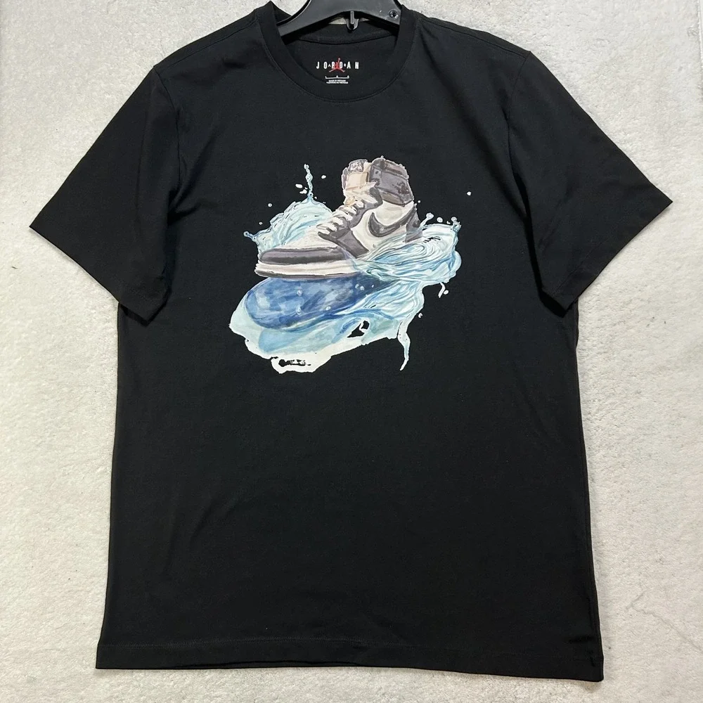 Jordan Mens Size L Black Flight Essentials AJ1 Short Sleeve Athletic Shirt ()